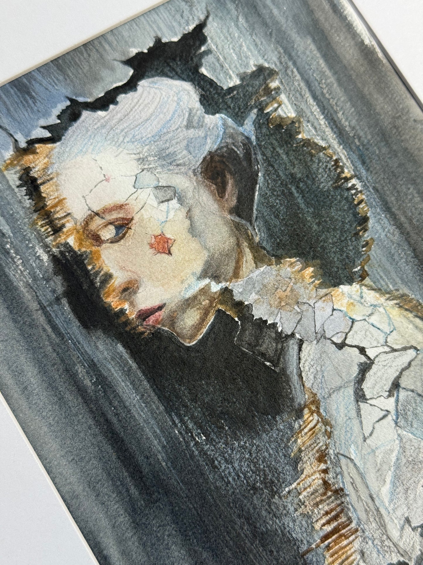 Aquarellstudie im Rahmen mit Passepartout