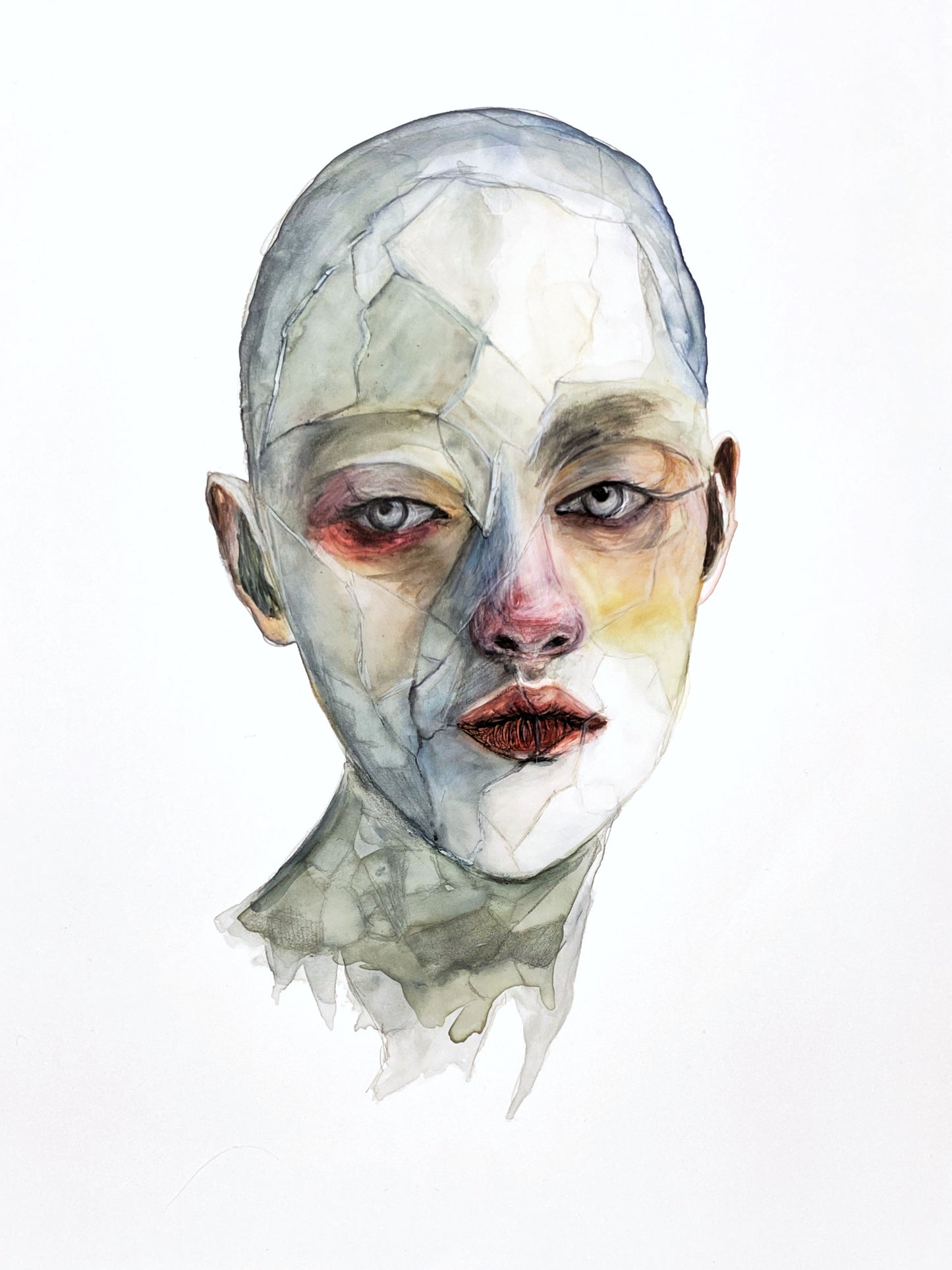 Broken portrait #4 gerahmt im Passepartout