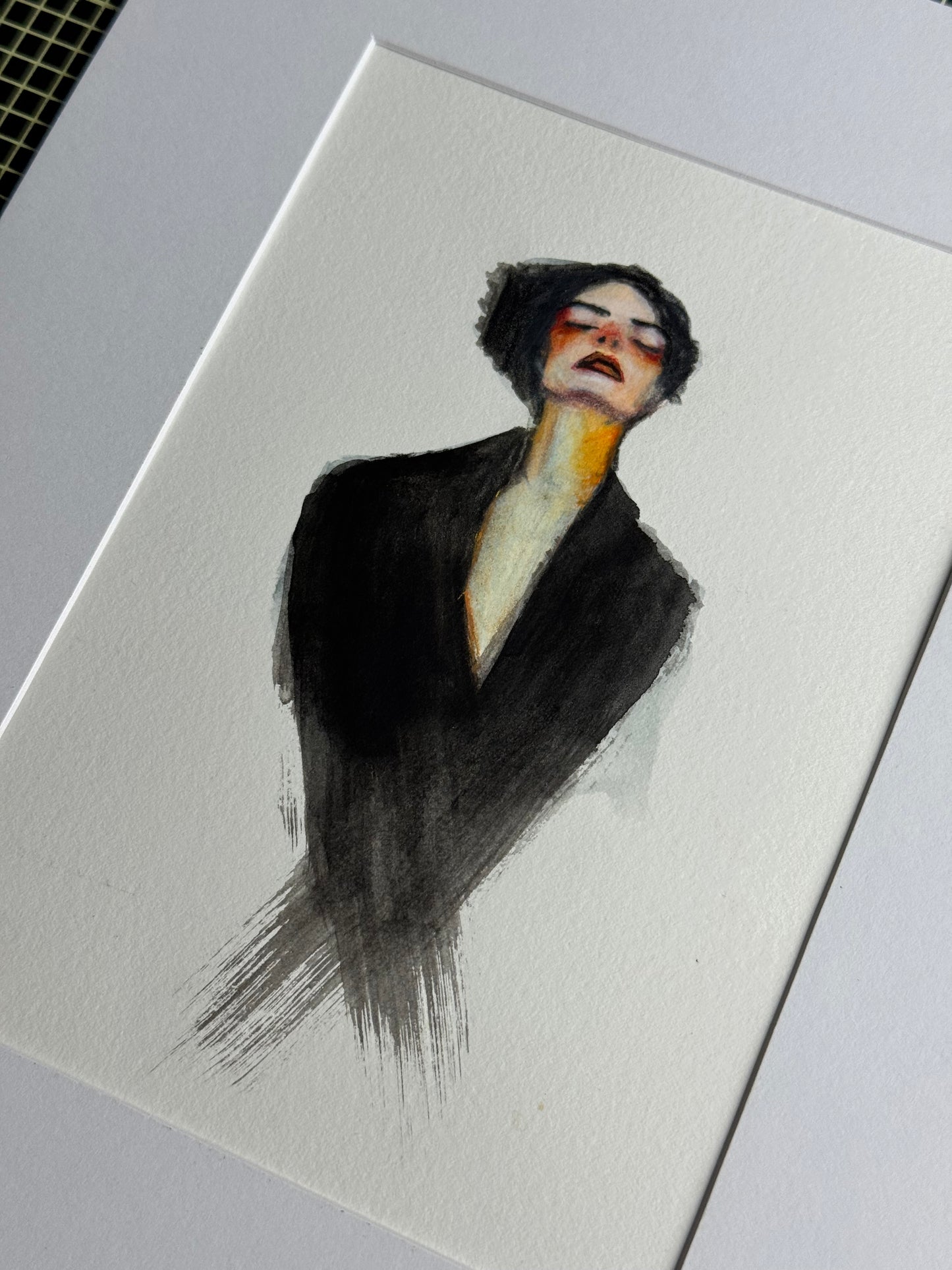 Aquarellstudie im Passepartout