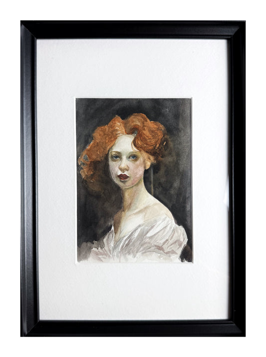 Aquarellstudie im Rahmen mit Passepartout