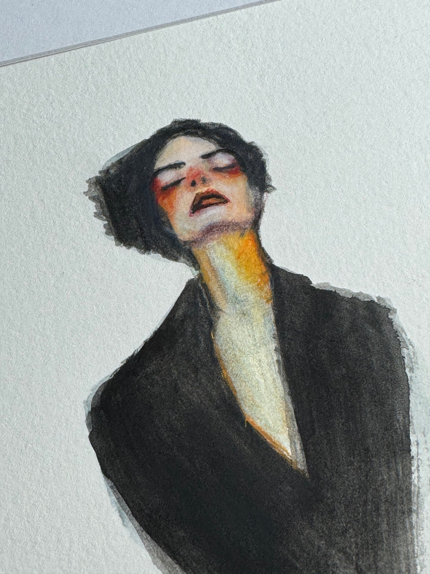 Aquarellstudie im Passepartout