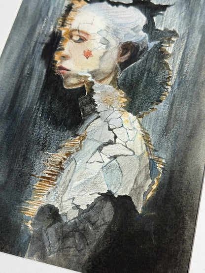 Aquarellstudie im Rahmen mit Passepartout