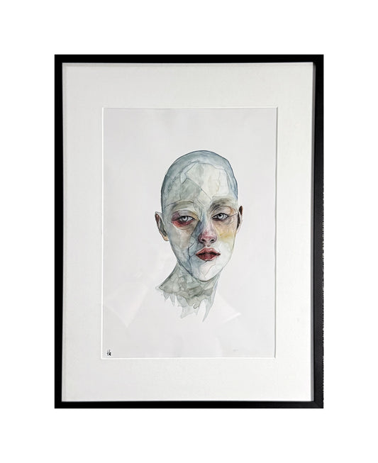 Broken portrait #4 gerahmt im Passepartout