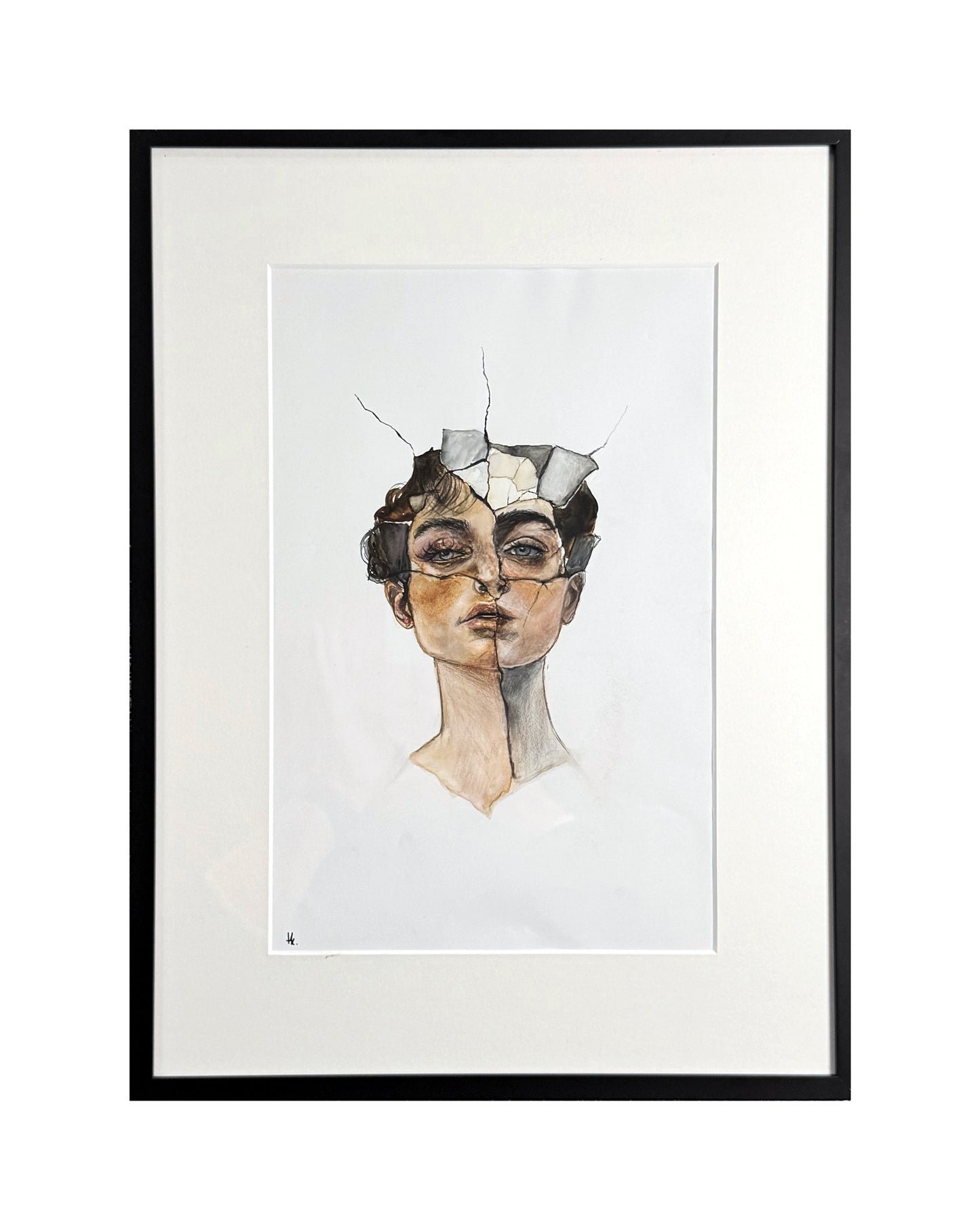 Broken portrait #6 gerahmt im Passepartout