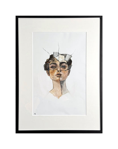 Broken portrait #6 gerahmt im Passepartout