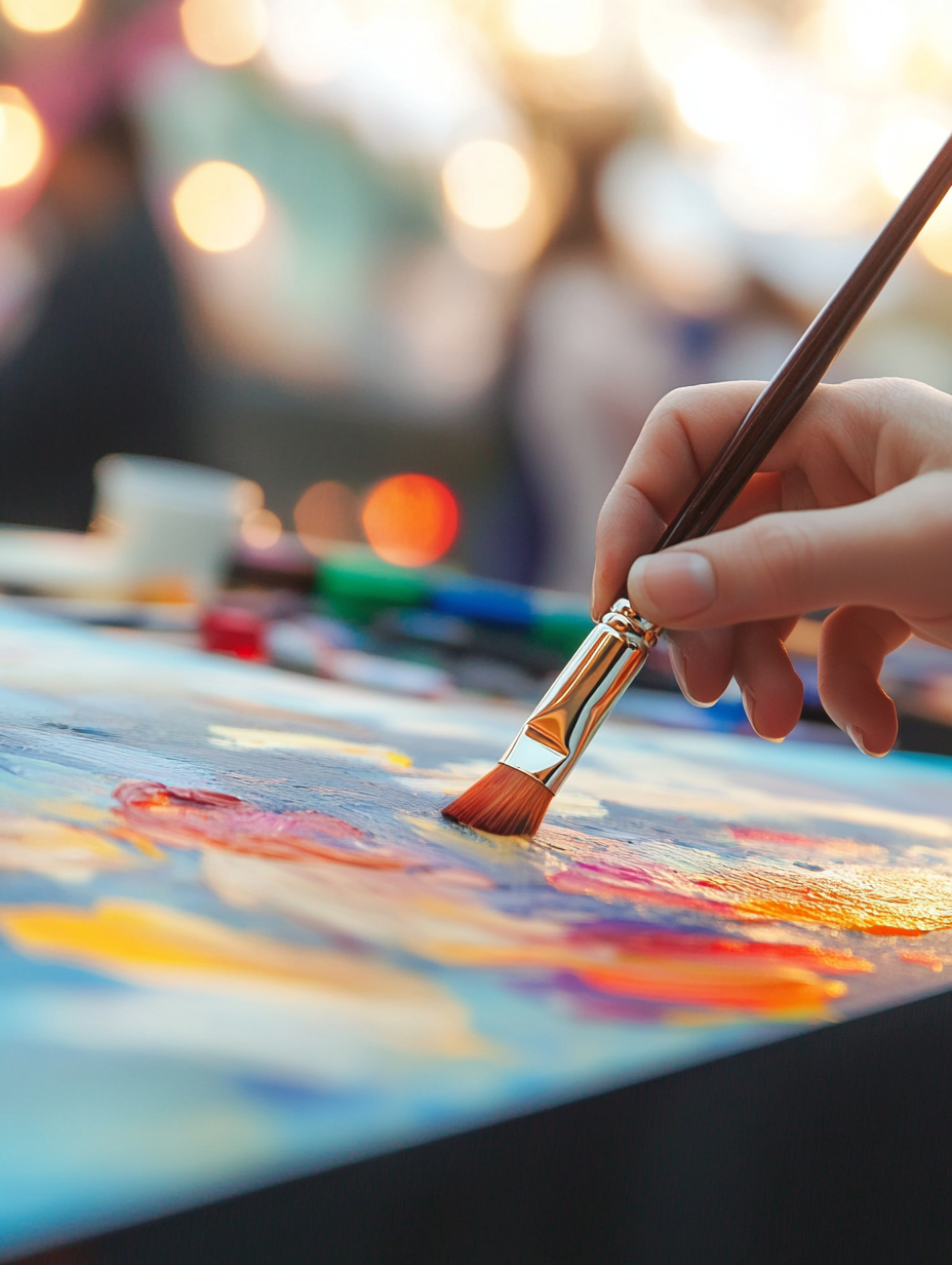 Ein Highlight für Ihre Gäste: Beim Live Painting male ich direkt vor Ort – ob Hochzeit in Biberach, Stuttgart oder Verona, ob Firmenfeier in Ulm oder Jubiläum in München. Die entstehende Kunst wird Teil des Events und schafft unvergessliche Momente.